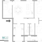 Plano de planta 2D para anuncio inmobiliario en Nuevos Ministerios, Madrid