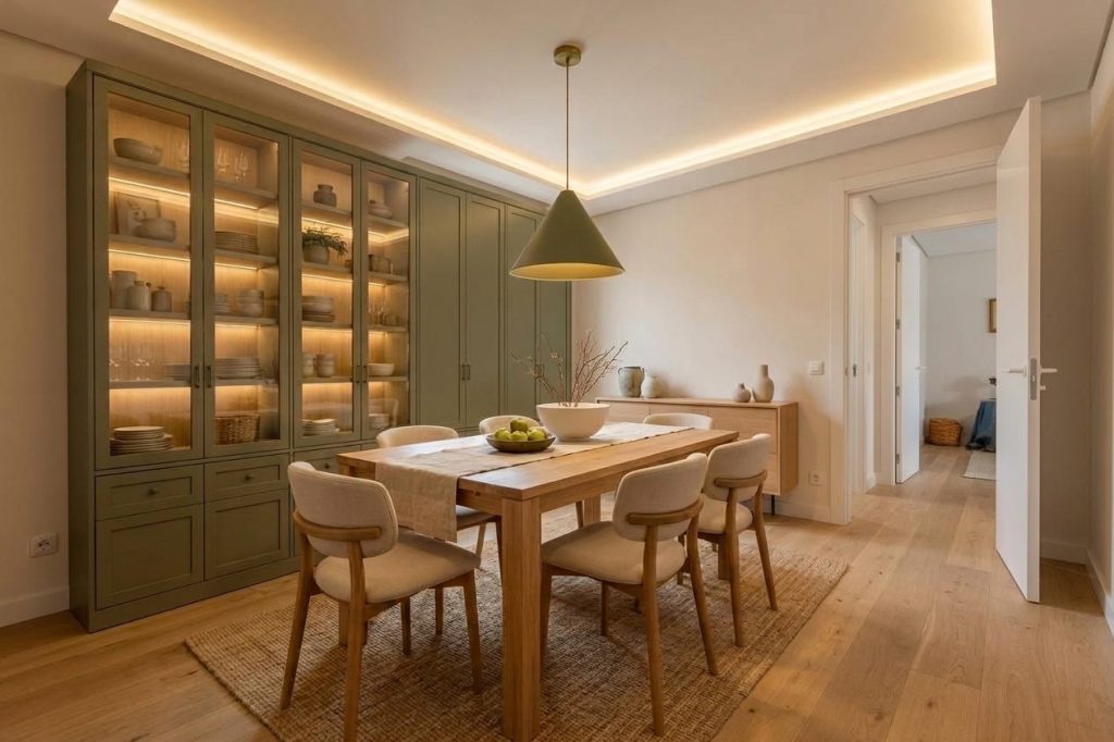 Proyecto de integración y diseño virtual para el comedor de una vivienda en La Estrella, Madrid